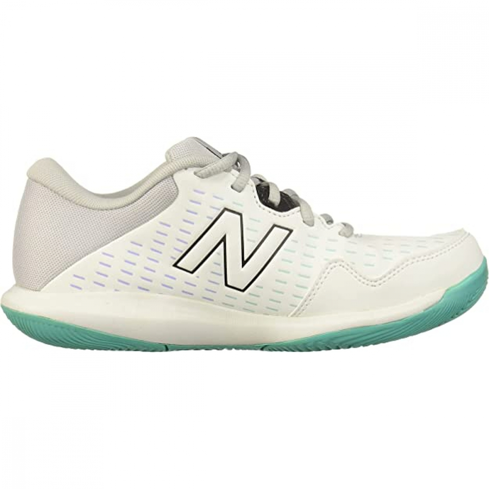 WCH696D4 New Balance Women's 696 V4 Hard Court Tennis Shoes (White/Grey/Tidepool)