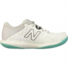 New Balance Women’s 696 V4 Hard Court Tennis Shoes (White/Grey/Tidepool)  -