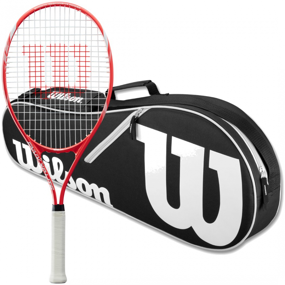 WR025810U-AdvantageBag Wilson Envy XP Lite Pre-Strung Recreational Tennis Racquet Set Kit Black Advantage Bag