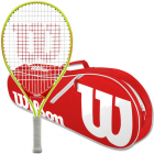 Wilson Roger Federer Junior Tennis Racquet Bundled w a Red/White Advantage II Tennis Bag -