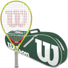 Wilson Roger Federer Junior Tennis Racquet Bundled w a Green/White Advantage II Tennis Bag -