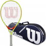 FedererJr-Closeout-WRZ601003 Wilson Roger Federer Junior Tennis Racquet Bundled w a Navy/White Advantage II Tennis Bag a