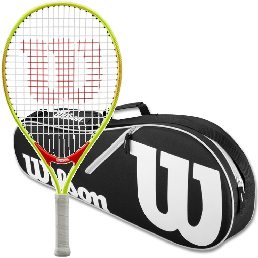 FedererJr-Closeout-WRZ601403 Wilson Roger Federer Junior Tennis Racquet Bundled w a Black/White Advantage II Tennis Bag a