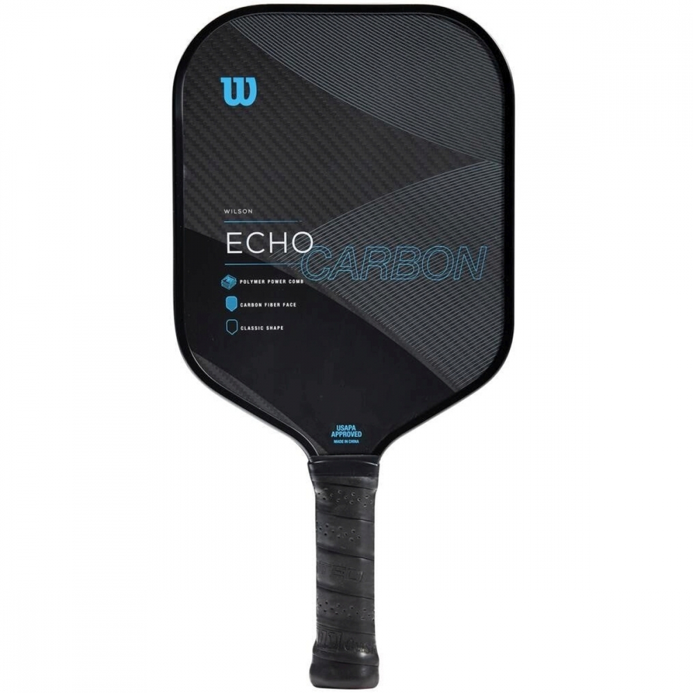 WR065111U Wilson Echo Carbon Pickleball Paddle (Black/Blue)
