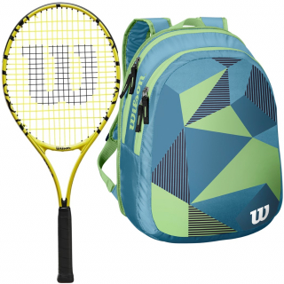 Wilson Minions Kids Tennis Racquet bundled with a Blue/Green Junior Backpack