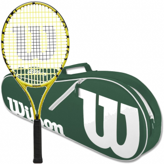WR069210U-WR8005203-BNDL Wilson Minions Kids Tennis Racquet Green White Advantage Bag
