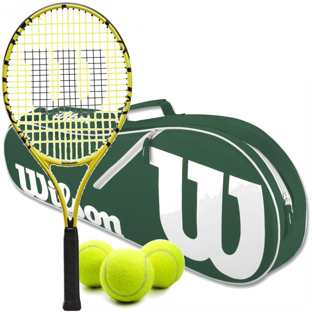 Wilson Minions Kids Tennis Racquet bundled w a Green Advantage II Bag & 3  Balls