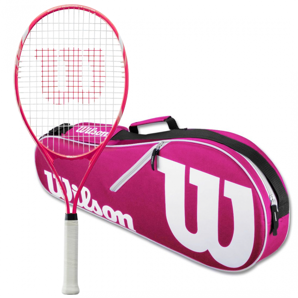 Wilson Serena Pro Lite Tennis Racquet Bundled with a Wilson Advantage II Tennis Bag (Pink_White)