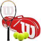 Wilson Burn Spin 103 Tennis Racquet Bundled w an Advantage II Tennis Bag (Red) and 3 Tennis Balls -