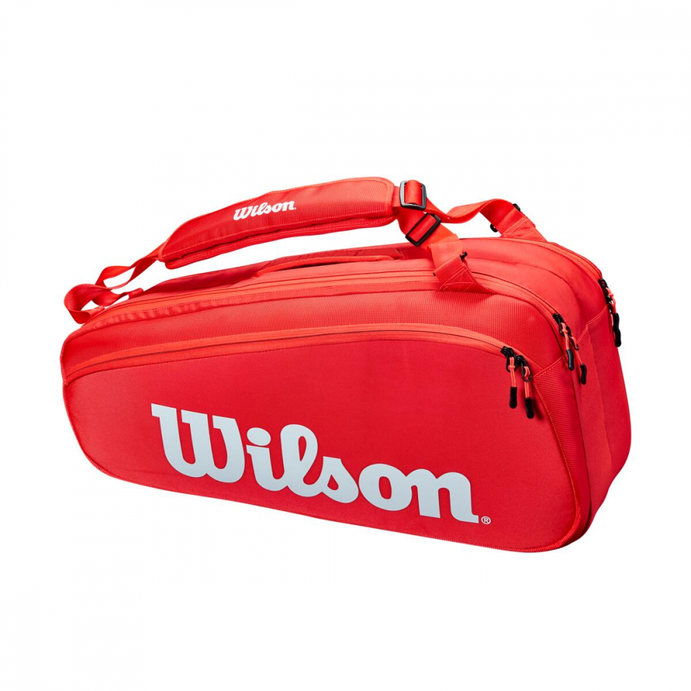 WR8010701001 Wilson Super Tour 6 Pack Red Tennis Bag