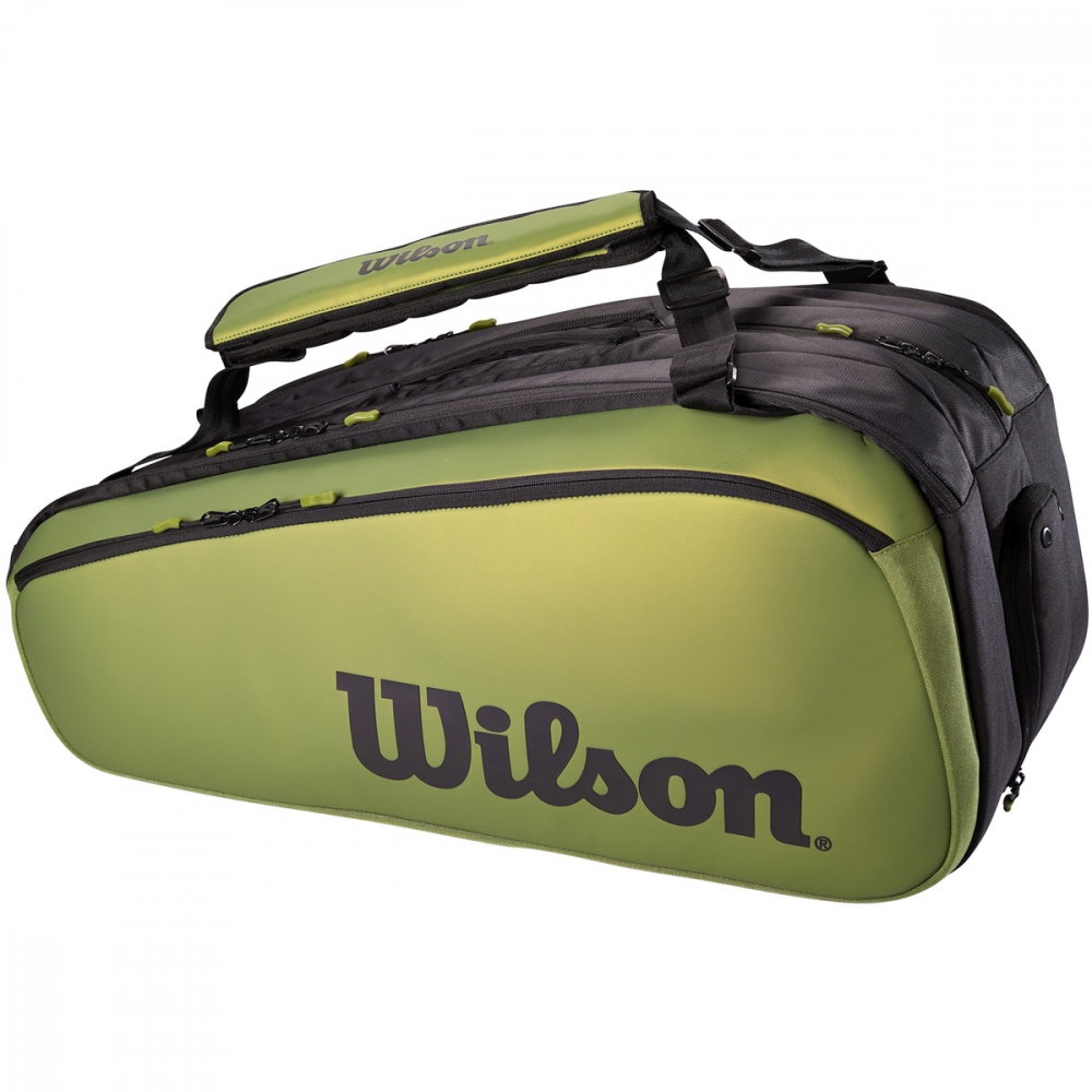 WR8016701 Wilson Super Tour Blade 15PK Tennis Racquet Bag (Green/Black)