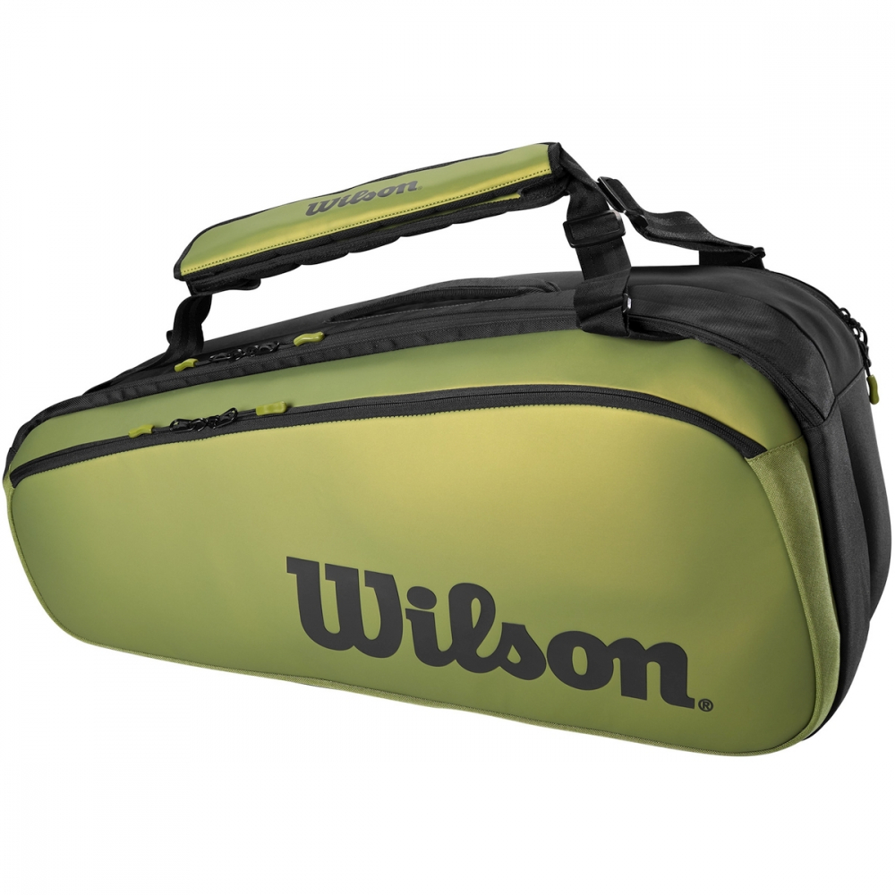 WR8016801 Wilson Super Tour Blade 9PK Tennis Racquet Bag (Green/Black)