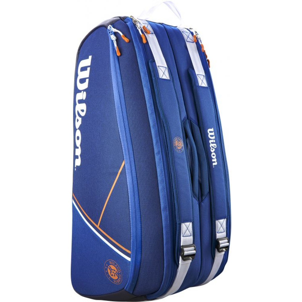 WR8018200 Wilson Roland Garros Super Tour 9 Pack Tennis Bag (Blue/White/Clay)