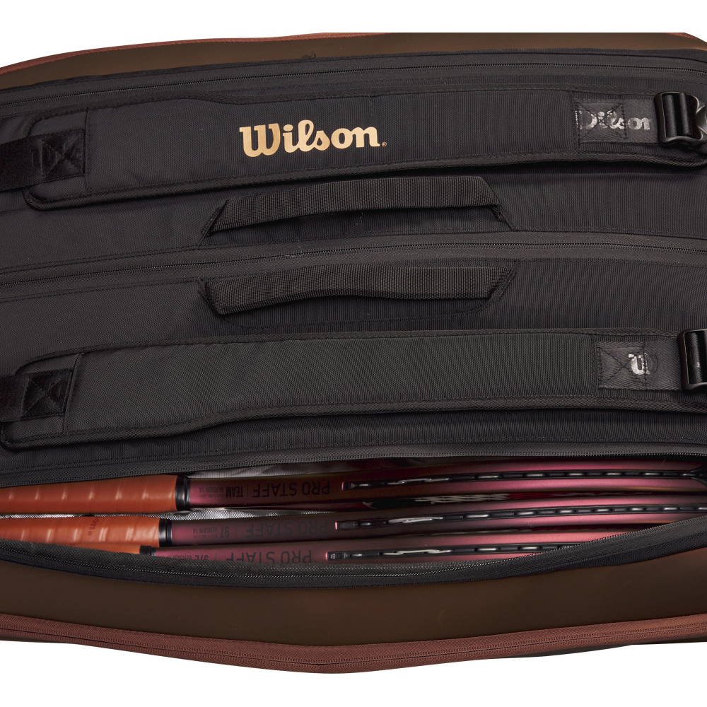 WR8021901001U Wilson Super Tour Pro Staff V14 15PK Tennis Racquet Bag (Copper/Black)