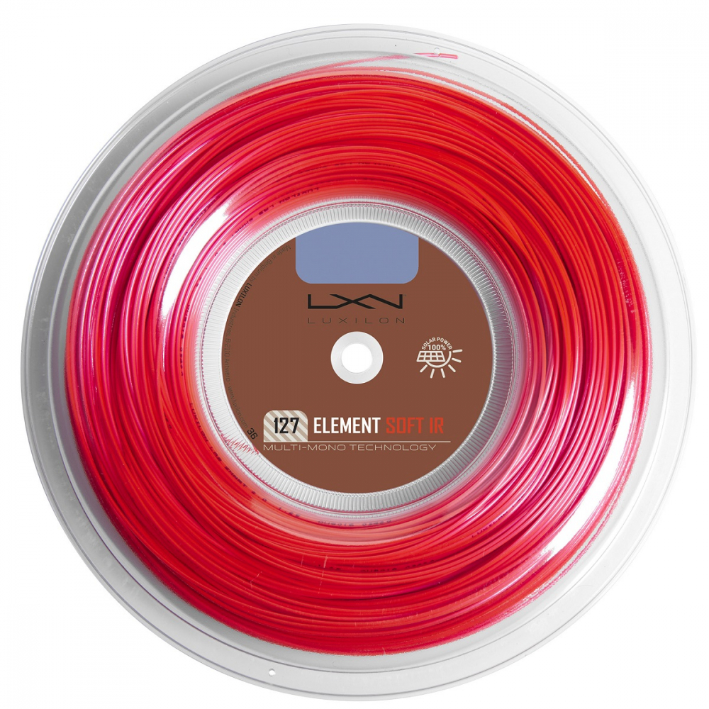WR8308402 Luxilon Element Soft IR 127 Red Tennis String (Reel)