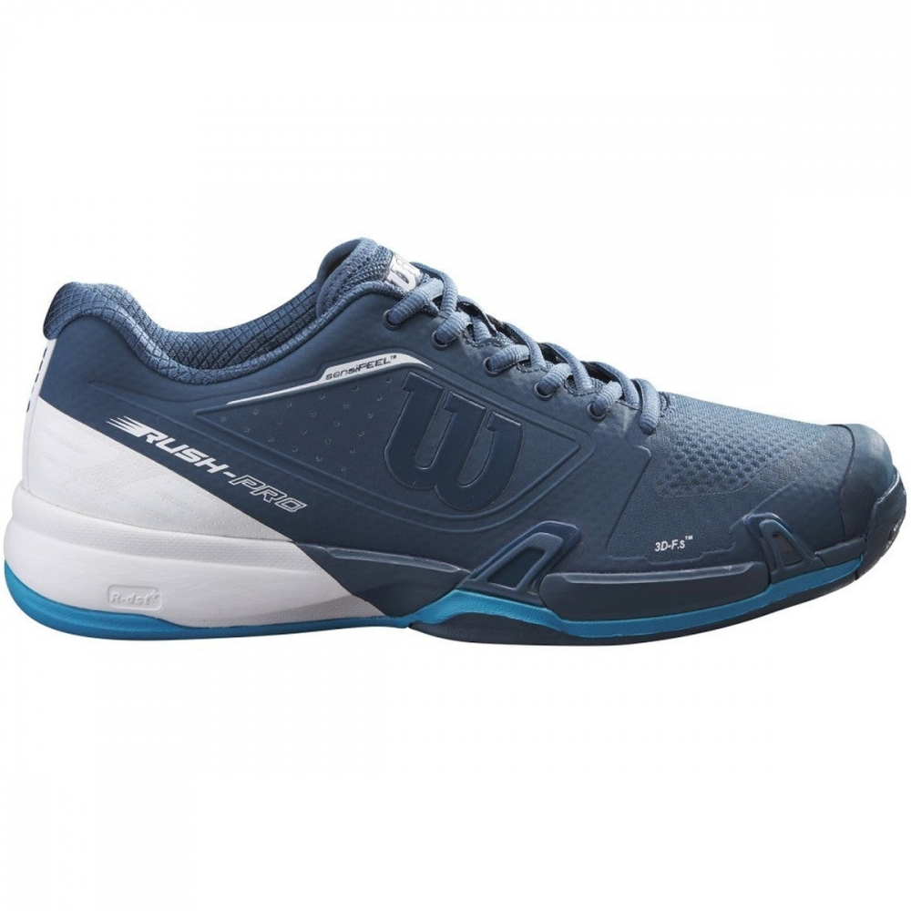 WRS327370 Wilson Men's Rush PRO 2.5 Tennis Shoes (Majolica Blue/White/Barrier Reef)