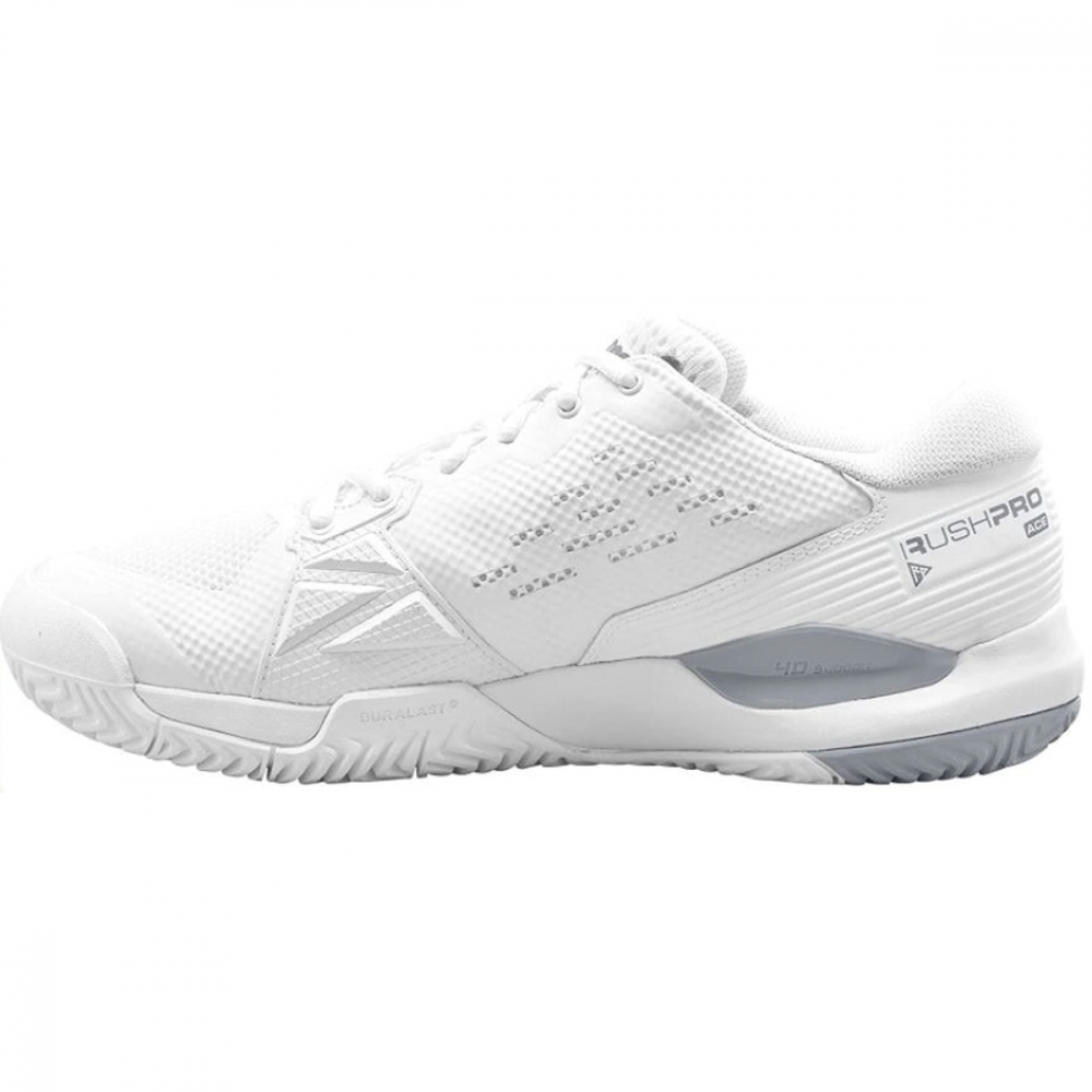 WRS328650U Wilson Men's Rush Pro ACE Tennis Shoes (White/White/Pearl Blue)