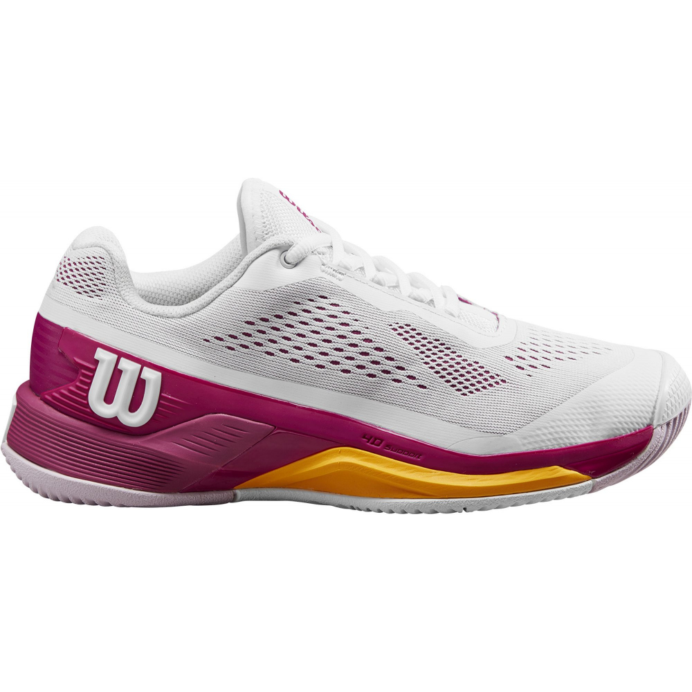 Wilson Women's Rush Pro 4.0 Tennis Shoes (White/Baton Rouge/Saffron)