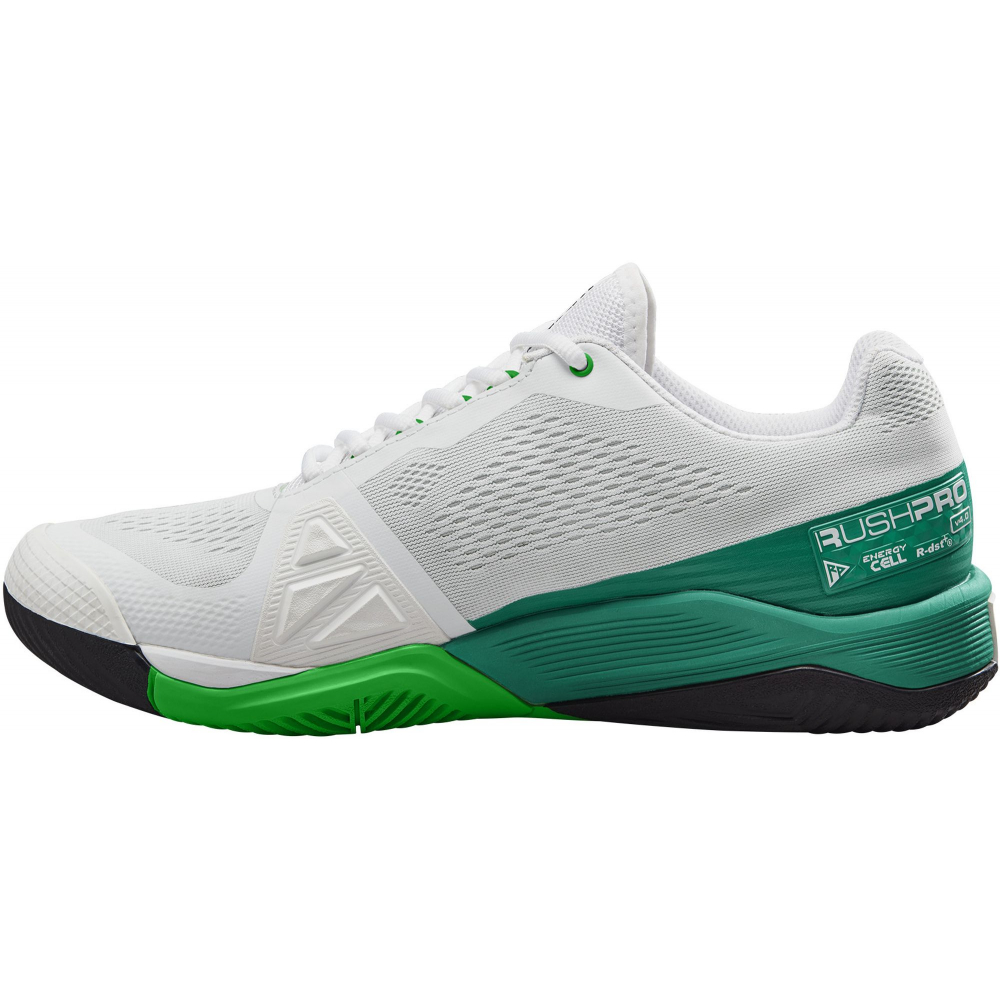 WRS330660U Wilson Men's Rush Pro 4.0 Tennis Shoes (White/Bosphorus/Green)