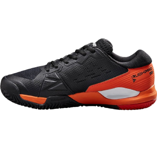 WRS330790U Wilson Men's Rush Pro ACE Tennis Shoes (Black/Vermillion Orange/White) - Left