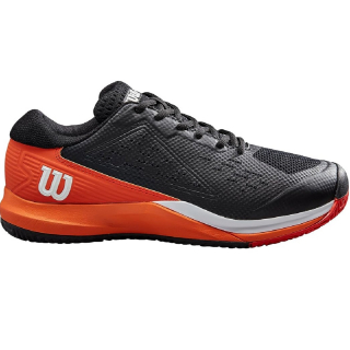 WRS330790U Wilson Men's Rush Pro ACE Tennis Shoes (Black/Vermillion Orange/White)