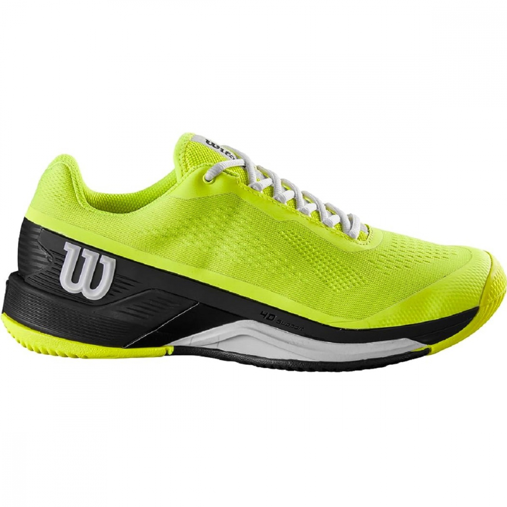 WRS331160U Wilson Men's Rush Pro 4.0 Tennis Shoes (Safety Yellow/Black/White)