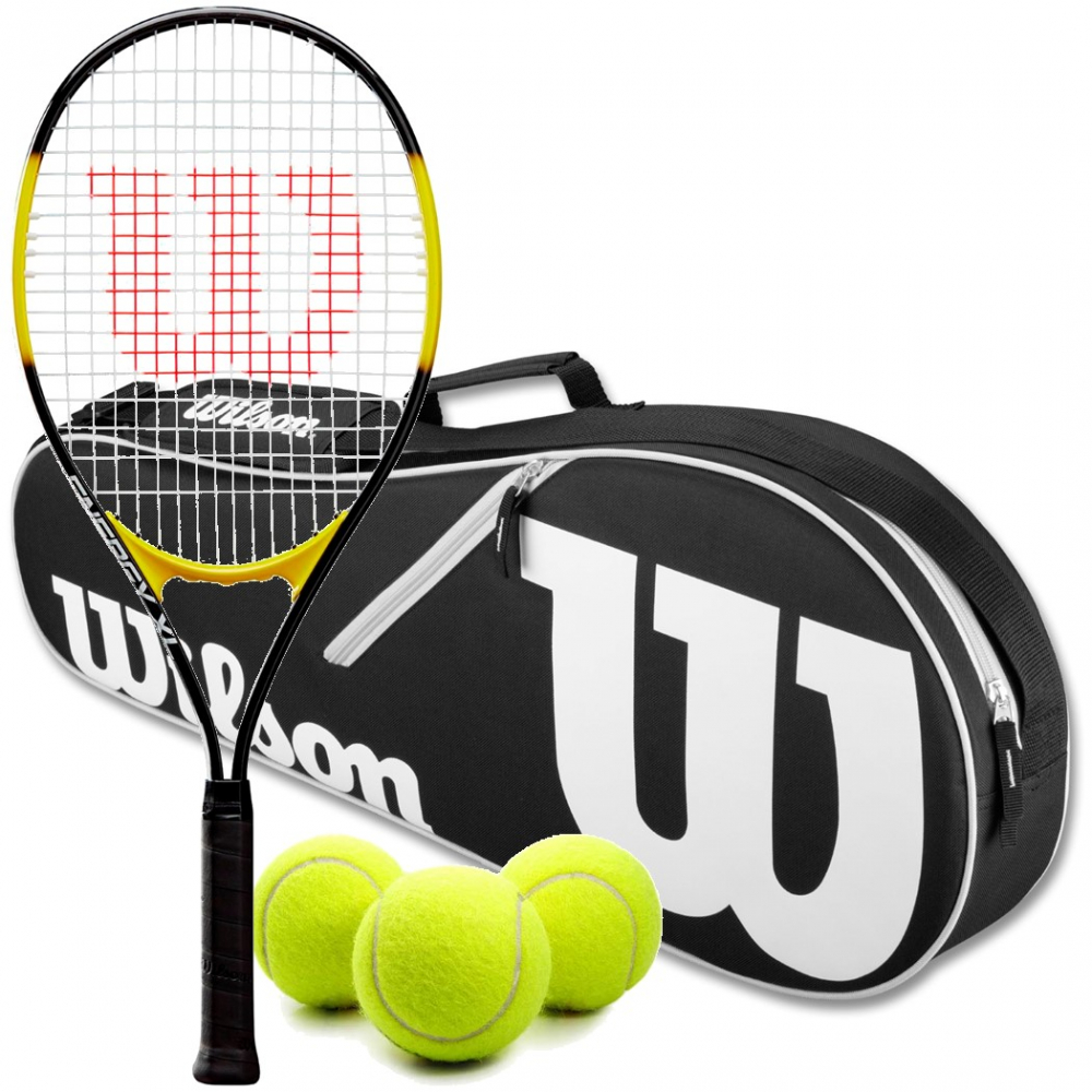 WRT30160U-WRZ601403-Ball-BNDL Wilson Energy XL Pre-Strung Recreational Tennis Racquet