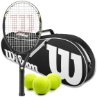 Wilson Hyper Hammer 5.3 Tennis Racquet Bundled w Advantage II Tennis Bag and 3 Tennis Balls (Black/White) -