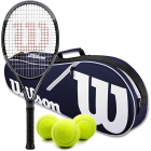 Wilson H2 Hyper Hammer Tennis Racquet Bundled w Advantage II Tennis Bag and 3 Tennis Balls (Navy/White)  -