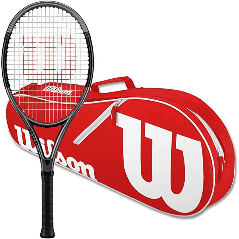 WR056110U-Bag-Red Wilson H2 Hyper Hammer Tennis Racquet Bundled w Advantage II Tennis Bag (Red/White) 
