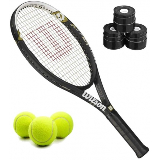 WRT58640U-Ball-OG Wilson Hyper Hammer 5.3 Tennis Racquet Bundled w 3 Overgrips and 3 Tennis Balls
