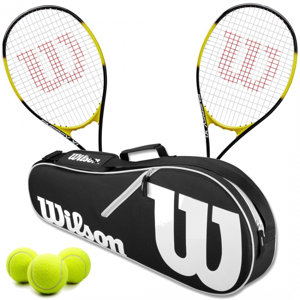 Wilson Energy XL Tennis Racquet Doubles Bundle w an Advantage II Tennis Bag and 3 Tennis Balls