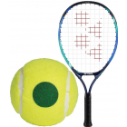 Yonex Junior Sky Blue Tennis Racquet Prestrung bundled w 3 Green Dot Tennis Balls -