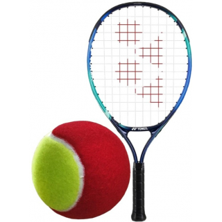 YonexJr-RedFelt Yonex Junior Sky Blue Tennis Racquet Prestrung bundled w 3 Red FeltTennis Balls a