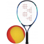 YonexJr-RedFoam Yonex Junior Sky Blue Tennis Racquet Prestrung bundled w 3 Red Foam Tennis Balls front