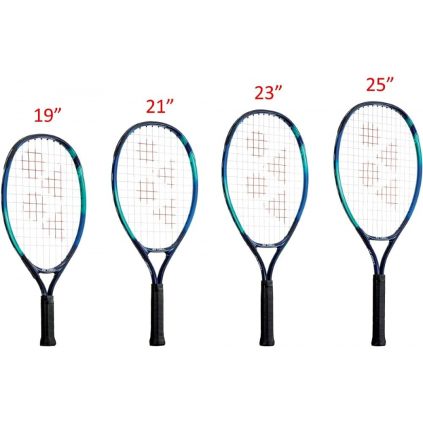 Yonex Junior Sky Blue Tennis Racquet Prestrung bundled w 3 Orange