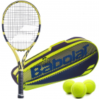 Babolat Aero G Tennis Racquet + Yellow Club Bag and 3 Balls  -