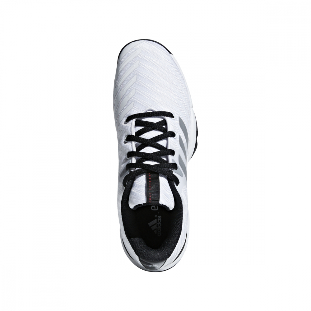 Adidas 2018 xJ Junior Tennis Shoe (White/Silver/Black)