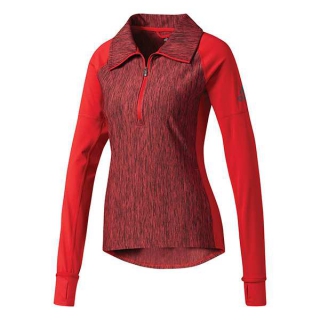 Adidas Women's Performer Baseline 1/4 Zip WarmUp Jacket (Power Red/Black)