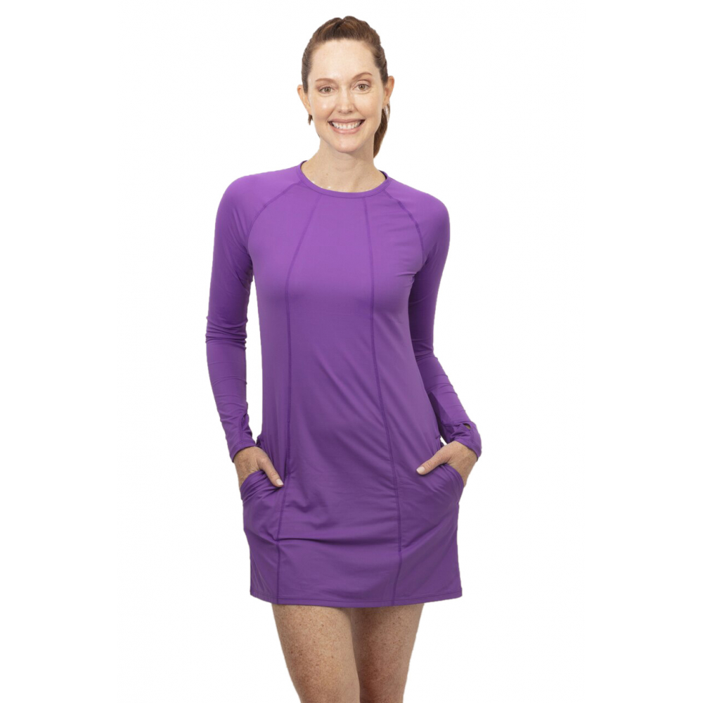 BloqUV Women's Sun Protective Long Sleeve Tunic Dress (Purple)