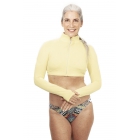 BloqUV Women’s Long Sleeve Full Zip Sun Protective Athletic Crop Top (Lemon Yellow) -