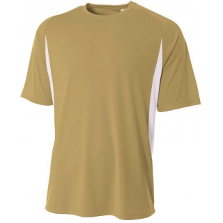 A4 Men's Performance Color Block Crew Shirt (Vegas Gold)