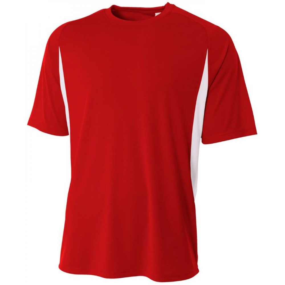 A4 Men's Performance Color Block Crew Shirt (Scarlet)