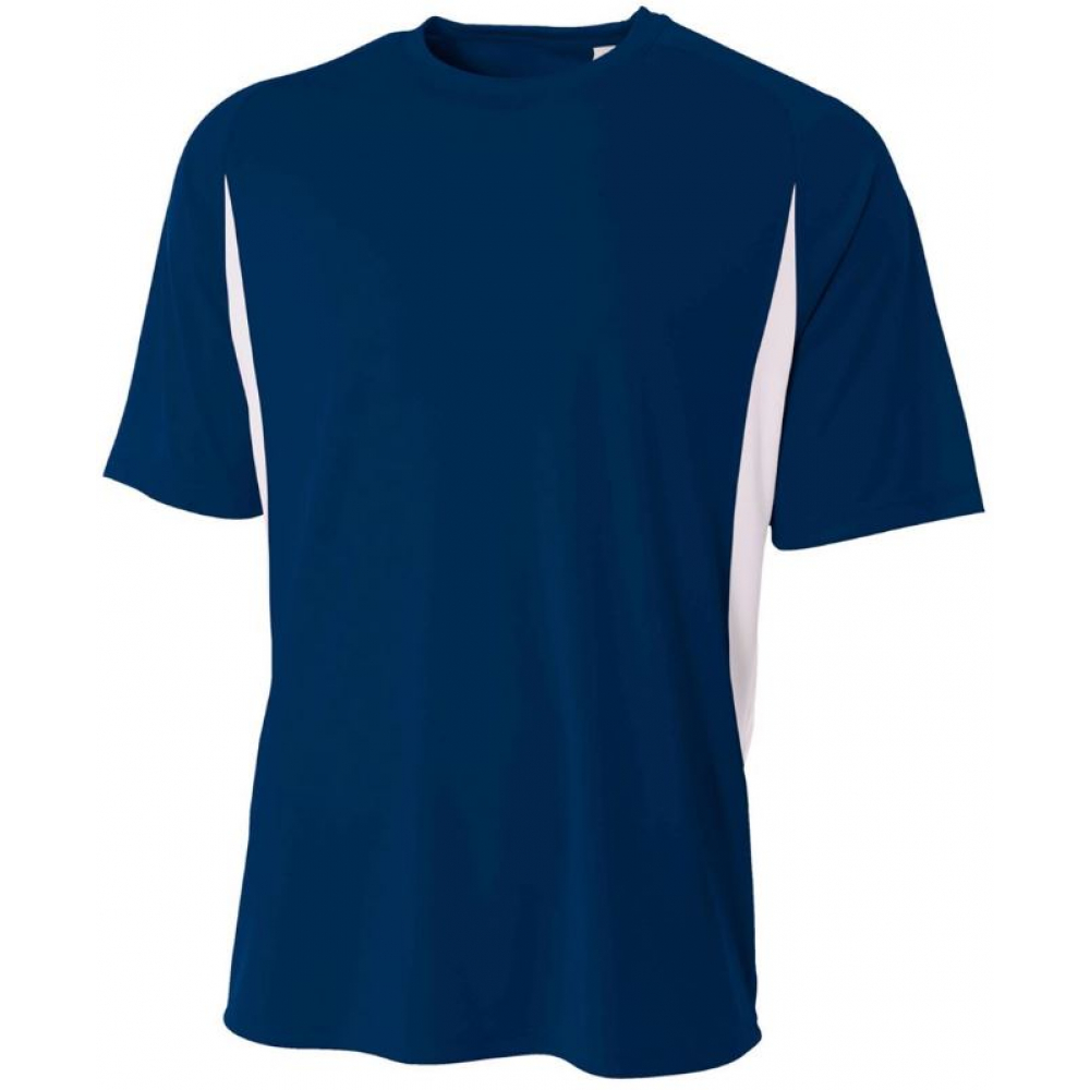 A4 Men's Performance Color Block Crew Shirt (Navy)