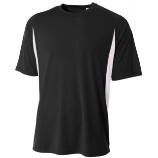 A4 Men's Performance Color Block Crew Shirt (Black)