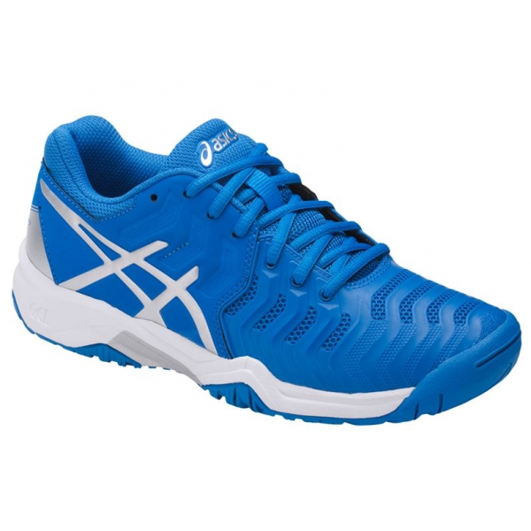 Asics Gel Resolution 7 Junior Tennis Shoes (Director Blue/Silver/White
