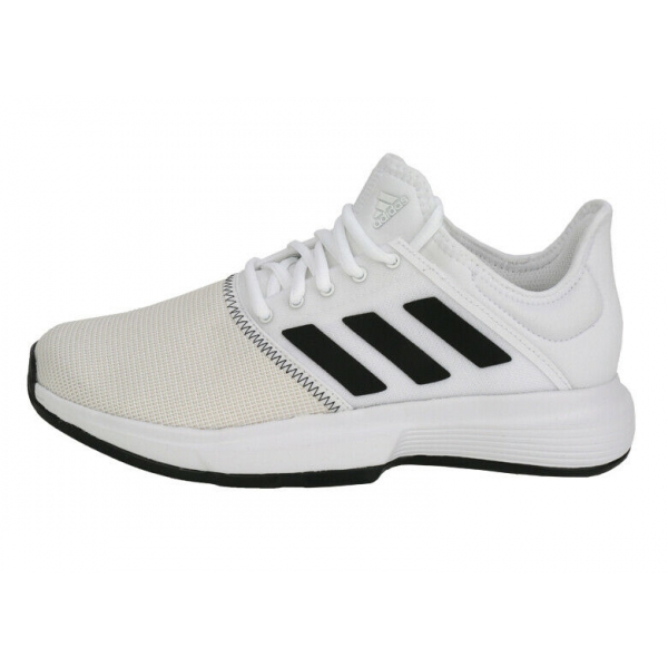 Adidas Men's GameCourt Wide Tennis Shoes (White/Black/Grey)