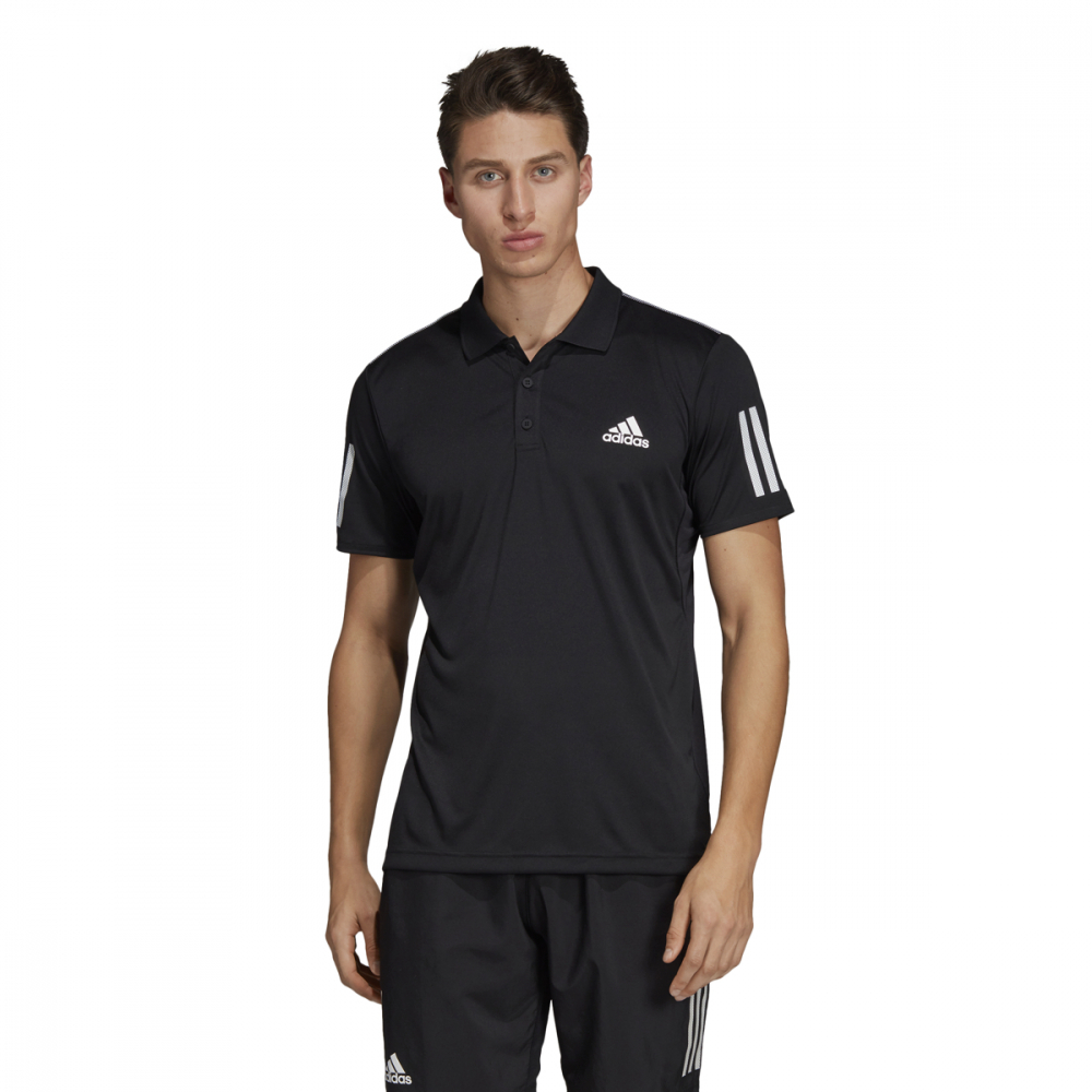 Adidas Men's Club 3 Stripe Tennis Polo (Black/White)