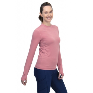BloqUV Women's Long Sleeve 24/7 Sun Protective Athletic Tee Shirt (Dusty Rose)