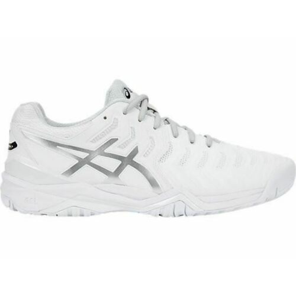 Asics Men's Gel Resolution 7 Tennis Shoes (White/Silver)